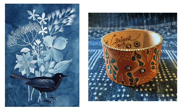 Zlatkis Blue Bird and Leather Cuff
