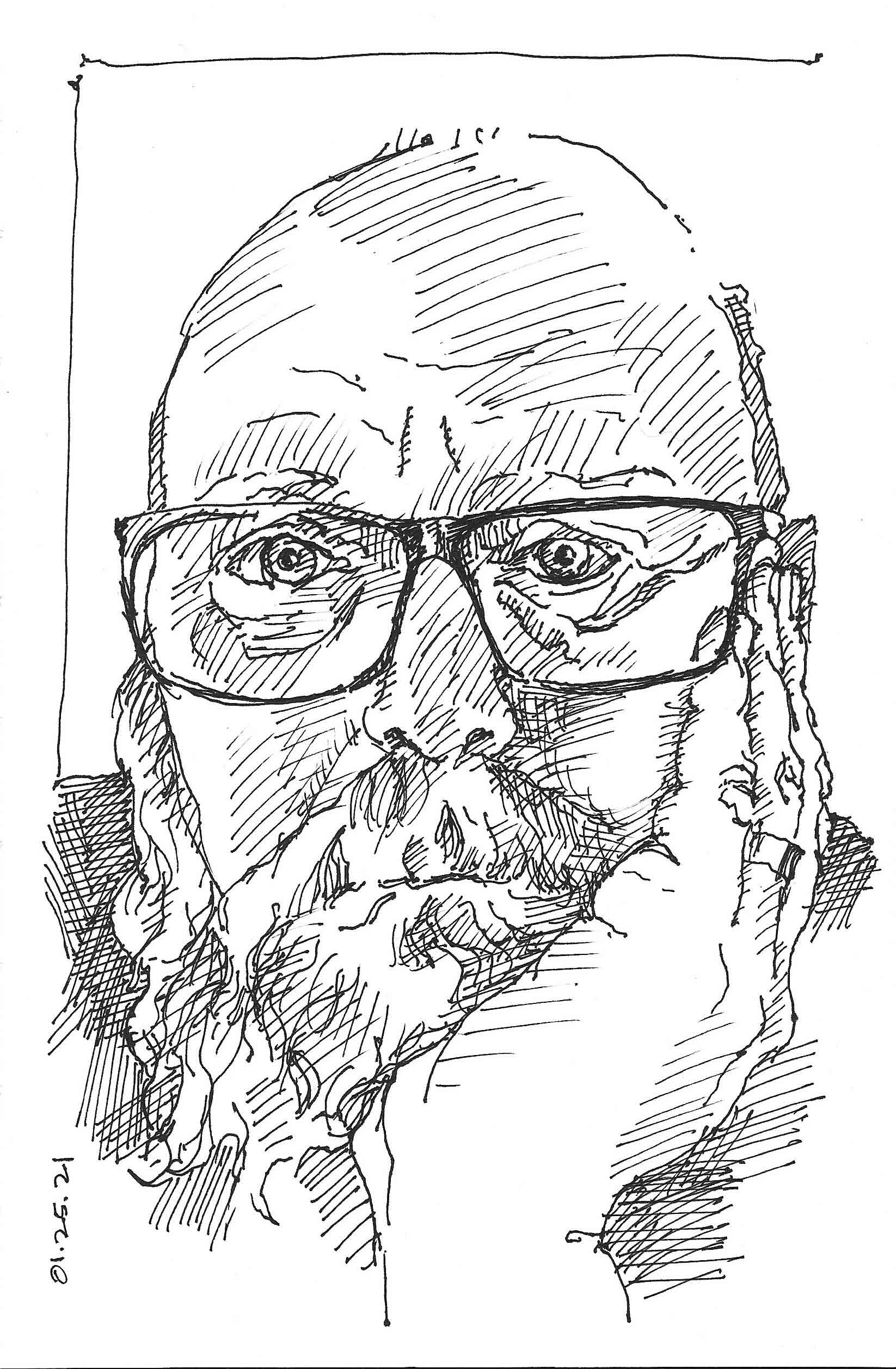 Pensive with Glasses
