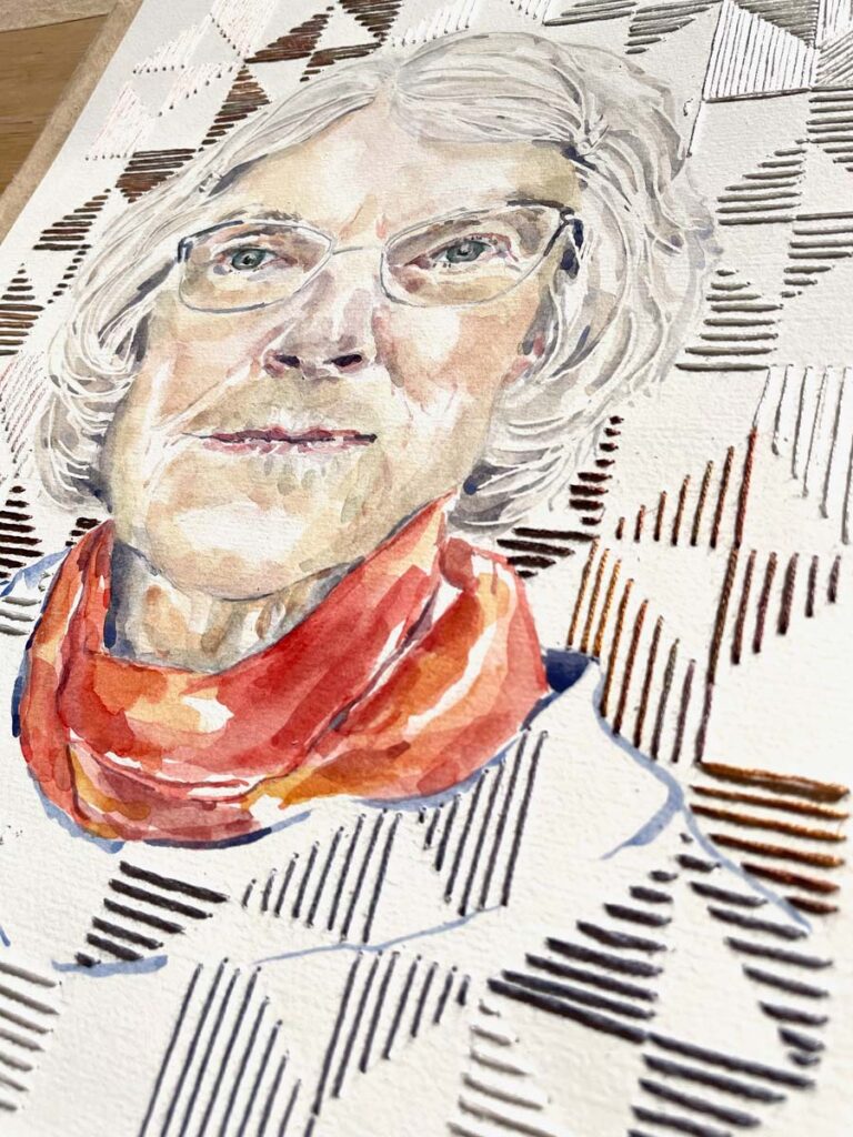 Measured Response Angle Watercolor Embroidery