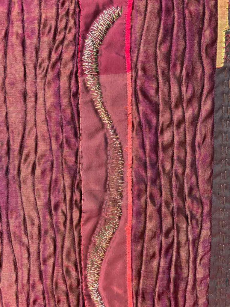 Sunlight on the Forest Floor, detail Art Quilt embroidery