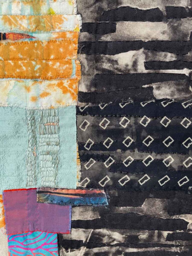 Book Form, detail, Textile collage, Dye, Applique, quilting, embroidery