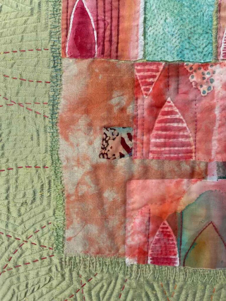 Oasis detail Quilting embroidery textile collage art quilt