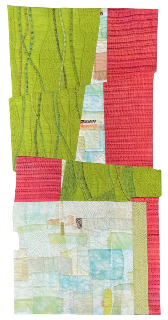 Passages, Two Hand dyed Hand appliqué, Machine and hand quilting/stitching, hand embroidery
