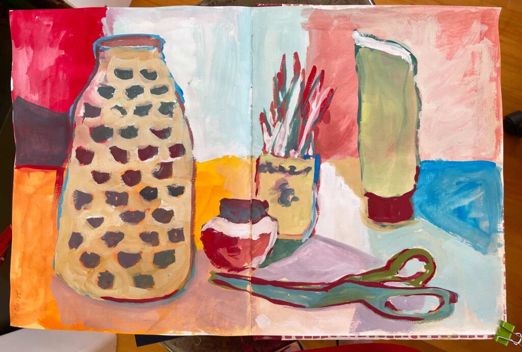 Vase and Ink Gouache